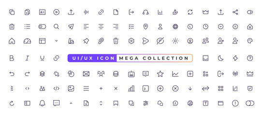 Mega set of ui ux icons, user interface icon set collection.