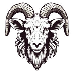 Goat Portrait Sticker, Goat mascot logo illustration, Goat character, generative ai