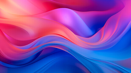 Fototapeta premium Abstract fluid iridescent holographic neon curved wave in motion colorful background 3d render. Gradient design element for backgrounds, banners. Wavy pink, purple, blue, orange, yellow wallpaper