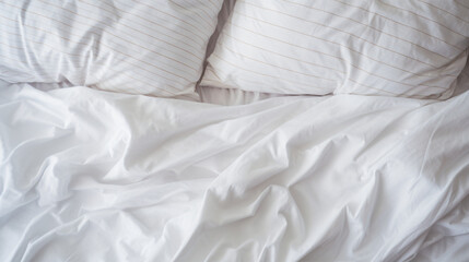 Fototapeta na wymiar White bedding with dressing gown. Scandinavian style