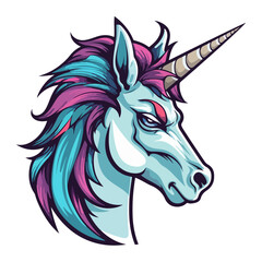 Unicorn Portrait Sticker, Unicorn head mascot logo illustration, Unicorn character, generative ai