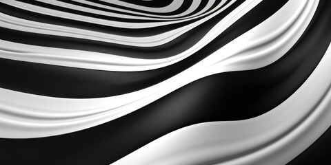 Black and white wave, hypnotic waveform, hypnotizing background - obrazy, fototapety, plakaty