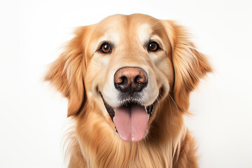 Golden Elegance Capturing the Charm of a Loyal and Affectionate Retriever on a Pure White Canvas Created with generative AI tools