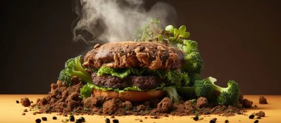 Fotobehang Plant-based meat alternatives for lower carbon emissions. © AkuAku