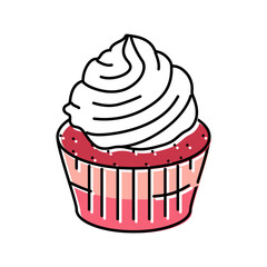red velvet cupcake sweet food color icon vector. red velvet cupcake sweet food sign. isolated symbol illustration