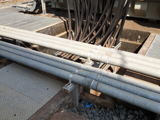 Place steel pipe across the cable trench of the transformer