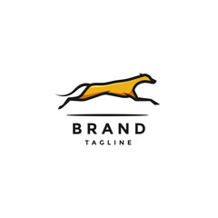 Brave Jumping Dog Logo Design. Silhouette of a Male Dog Running Fast Logo Design.