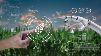 Agriculture with iot and artificial intelligence technology in smart farm. smart agriculture...