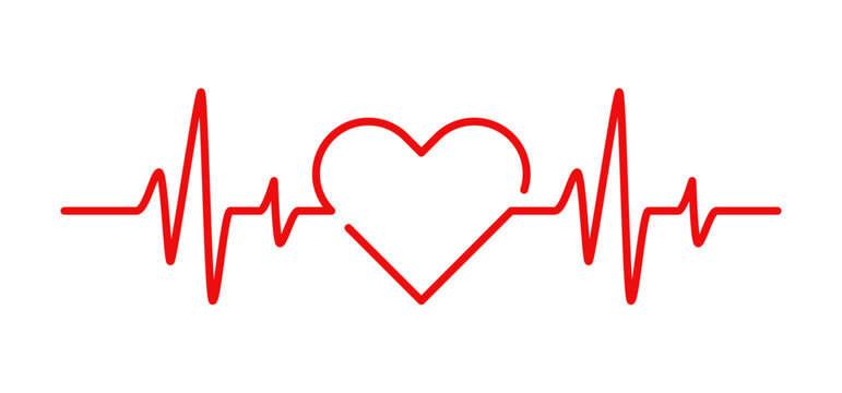 heartbeat line vector heart shape