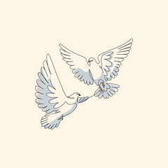 Pigeon Couple in Harmonious Flight