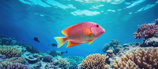 Fototapeta na wymiar Red sea's coral fish in the underwater world of Egypt.