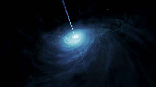 Quasar rotating in outer space with a massive black hole inside. 
