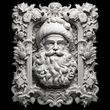 3D gray scale detailed Santa in a plush Victor image