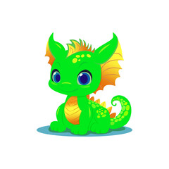 cartoon green little dragon character isolated on white background.symbol of chinese new year