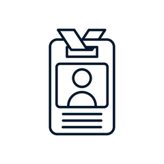 Employee ID card concept. Vector linear icon isolated on white background.