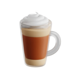 3D Illustration of Elegant Latte Macchiato Layered to Perfection