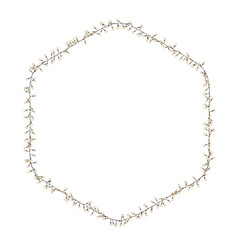 Transparent background adorned with hexagonal string lights; yellow bulbs twinkle with sparkles. A charming addition to Christmas, New Year, wedding, or birthday settings. PNG decoration.