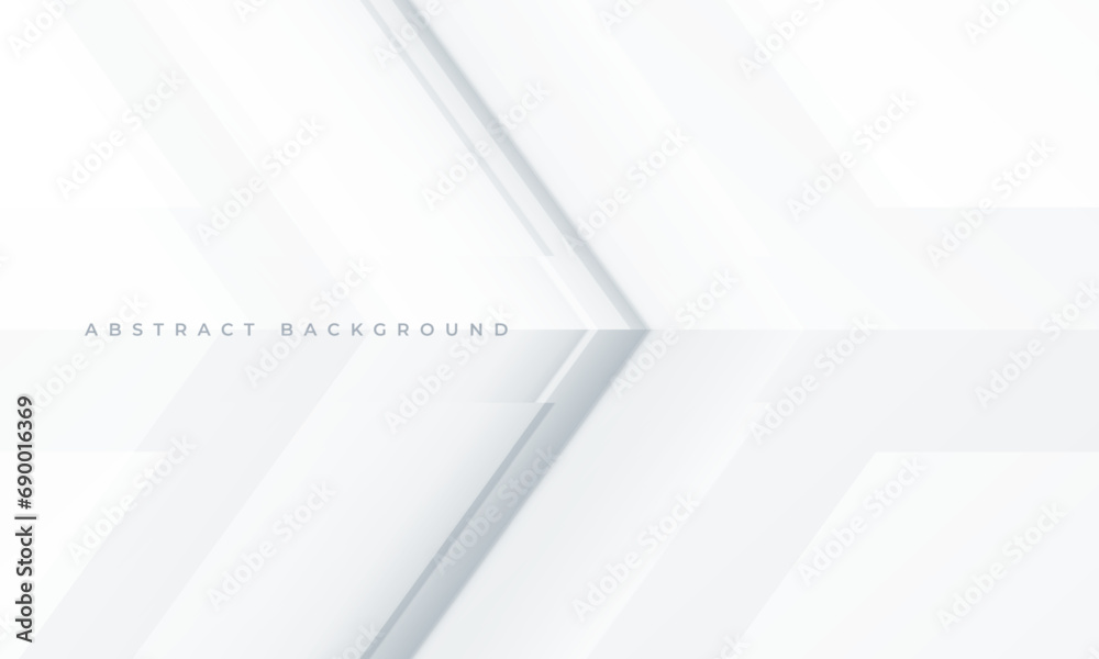 Poster Abstract white and grey arrows futuristic technology background concept high-speed movement. Dynamic motion hi tech digital arrows and stripes. Vector illustration