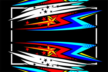 vector abstract racing background design with a unique striped pattern and a combination of bright colors and a star effect that looks cool