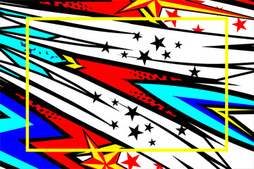 vector abstract racing background design with a unique striped pattern and a combination of bright colors and star effects, looks cool, suitable for your racing background