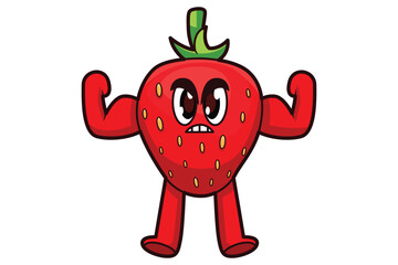 Cute Strawberry Character Design Illustration
