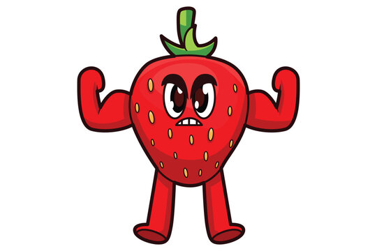 Cute Strawberry Character Design Illustration