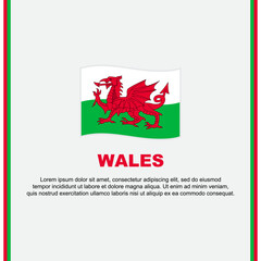 Wales Flag Background Design Template. Wales Independence Day Banner Social Media Post. Wales Cartoon