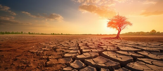 Summer heat and dryness causing a drought. - obrazy, fototapety, plakaty