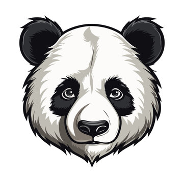 Panda Portrait Sticker, Panda head mascot logo illustration, Panda character, generative ai