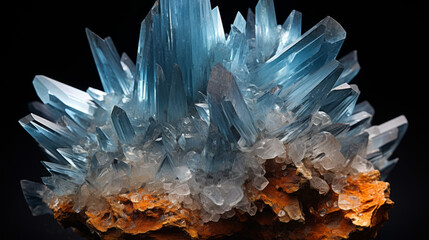 Blue Crystals and Minerals. Crystal closeup. Crystal Healing Gemstone Rock Mineral - obrazy, fototapety, plakaty
