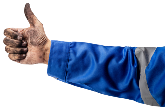 Mechanics hand Working diligently with dirty hands isolated on white background, Repair, Maintenance, Technical Support Customer Service Concept PNG File.
