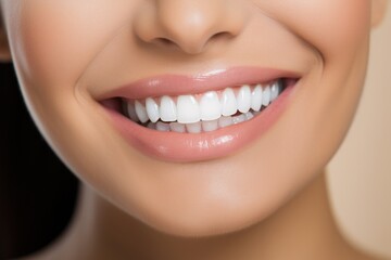 Obraz premium Photo portrait of a person smiling with clean teeth isolated on white. AI generative