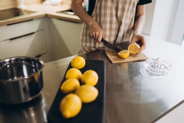 Woman baking Christmas and New Year cake