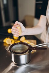 Woman baking Christmas and New Year cake