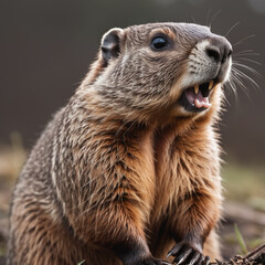 Groundhog, also known as a woodchuck, is a stout-bodied rodent celebrated for its curious behavior and unique appearance
