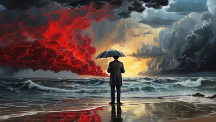 Fotobehang A storm of emotions in a red dream © AKA SUU 