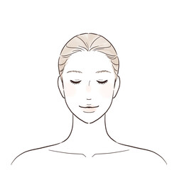 目を閉じる美しい女性の正面顔