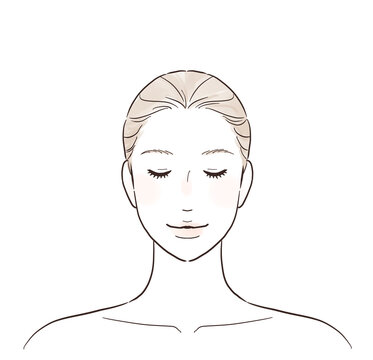 recommend clip art: 目を閉じる美しい女性の正面顔