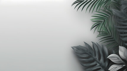 Collection of tropical leaves,foliage plant in Gray color with space background,PPT background