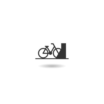 Park bicycle area place  icon with shadow