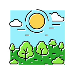 landscape sunset sun summer sunlight color icon vector. landscape sunset sun summer sunlight sign. isolated symbol illustration