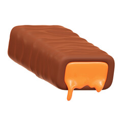 Chocolate Bar Caramel 3D Rendering Icon Isolated Transparent Background