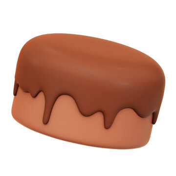 Chocolate Cake 3D Rendering Icon Isolated Transparent Background