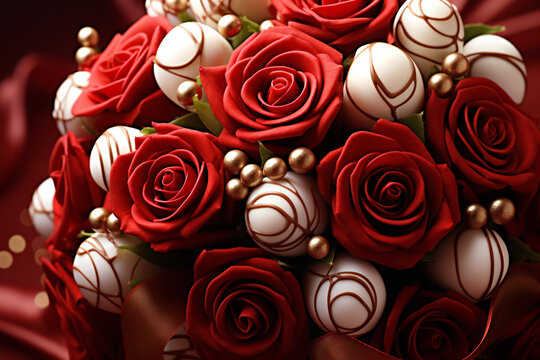 bouquet of red roses on black red roses background a photo of red reses made with generative AI

