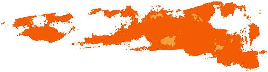 Two-tone orange stain created with brush strokes. Hand-drawn vector design element isolated on transparent background