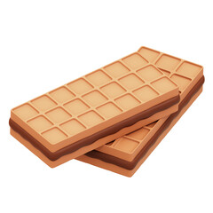 Chocolate Wafer 3D Rendering Icon Isolated Transparent Background