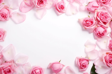 Fototapeta na wymiar Pink Roses Flowers Isolated on White Background