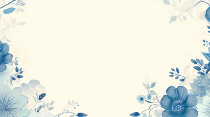 Fototapeta na wymiar A blank floral invitation showcases a beautiful arrangement of blue flowers on a empty white background. The simplicity of the design exudes elegance, making it suitable for various occasions