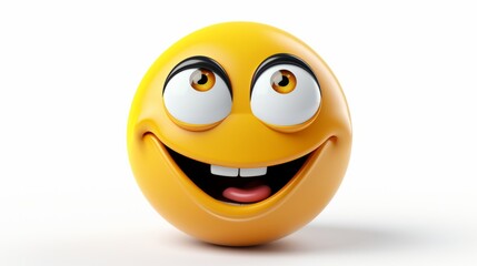 Fototapeta premium Smiling Face Emoji. A yellow face with a modest smile. A classic smiley icon.
