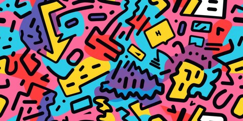 Abstract colorful shapes seamless pattern
